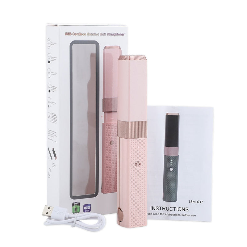 Professional Hair Straightener Ceramic Flat Iron 2 In 1 Cordless Hair Straightener And Curler Rechargeable Wireless Straightene-Health Wisdom™