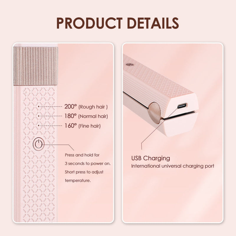 Professional Hair Straightener Ceramic Flat Iron 2 In 1 Cordless Hair Straightener And Curler Rechargeable Wireless Straightene-Health Wisdom™