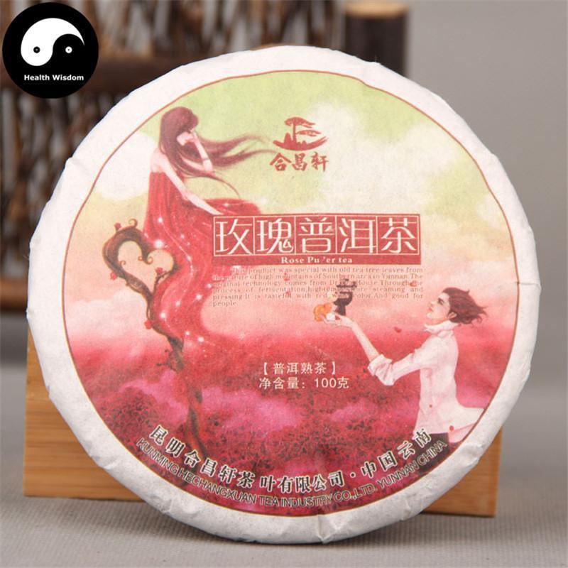 Pu erh Cake Tea 100g,Rose Flower Ripe Puer-Health Wisdom™