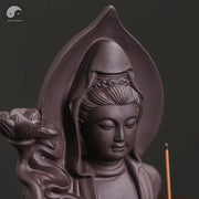 Purple Clay Avalokitesvar Handicrafts Buddha Waterfall Backflow Incense Burner Home Decor Incense Stick Holder Ceramic Censer-Health Wisdom™