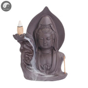 Purple Clay Avalokitesvar Handicrafts Buddha Waterfall Backflow Incense Burner Home Decor Incense Stick Holder Ceramic Censer-Health Wisdom™
