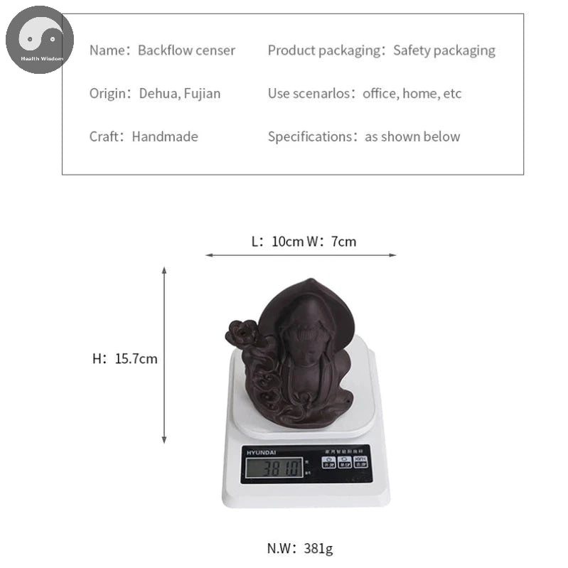 Purple Clay Avalokitesvar Handicrafts Buddha Waterfall Backflow Incense Burner Home Decor Incense Stick Holder Ceramic Censer-Health Wisdom™