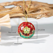 Pyramid Orgonite Energy Stone Pendant Choker Necklace With Red Coral And Malachite For Women Perfect Summer Jewelry-Health Wisdom™