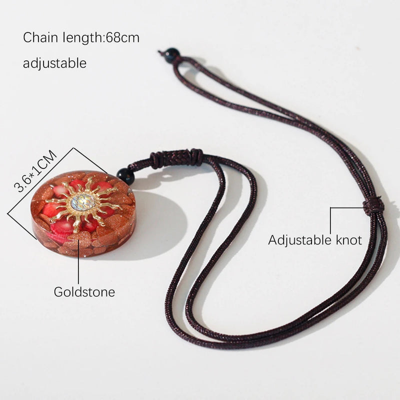 Red Coral Necklace Orgone Reiki Quartz Sacral Chakra Crystals Energy Orgonite Pendant Goldstone For Protection Amulet Jewelry-Health Wisdom™