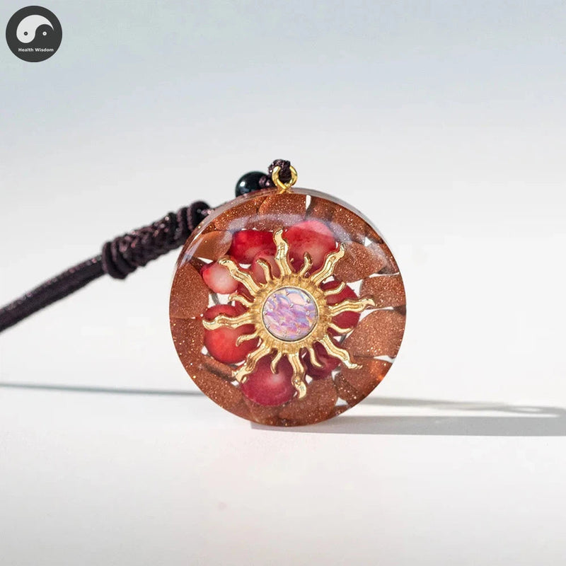 Red Coral Necklace Orgone Reiki Quartz Sacral Chakra Crystals Energy Orgonite Pendant Goldstone For Protection Amulet Jewelry-Health Wisdom™