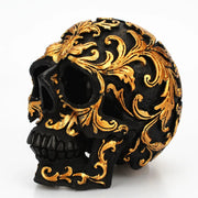 Resin Craft Black Skull Head Golden Carving Halloween Party Decoration Skull Sculpture Ornaments Home Decoration Accessories-Health Wisdom™