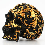 Resin Craft Black Skull Head Golden Carving Halloween Party Decoration Skull Sculpture Ornaments Home Decoration Accessories-Health Wisdom™