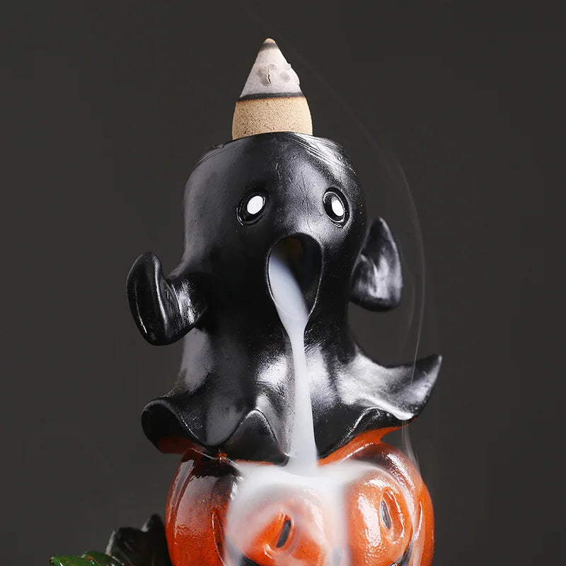 Resin Halloween Pumpkin Home Decor Ornament Handmade Waterfall Backflow Incense Burner Home Office Decorate (Without Incense)-Health Wisdom™