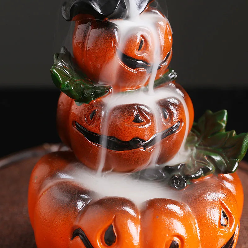Resin Halloween Pumpkin Home Decor Ornament Handmade Waterfall Backflow Incense Burner Home Office Decorate (Without Incense)-Health Wisdom™