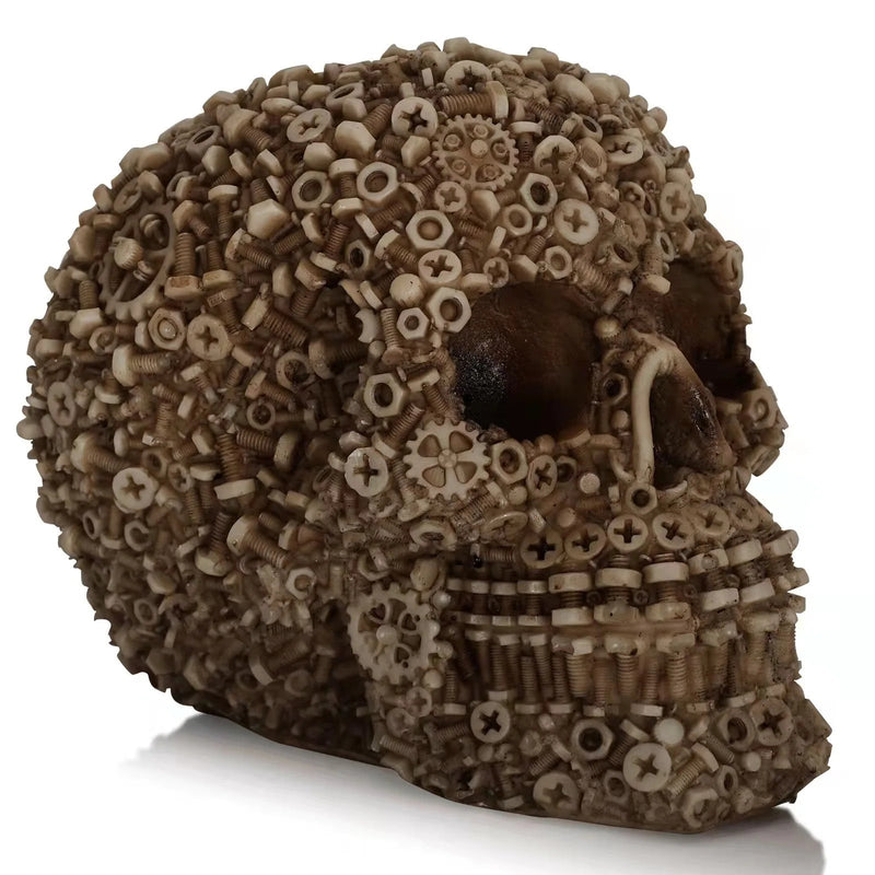 Resin Screw Gear Mechanical Style Skull Decorative Crafts Ornament Home Decor Statue Halloween Decoration Sculpture Skull Statue-Health Wisdom™
