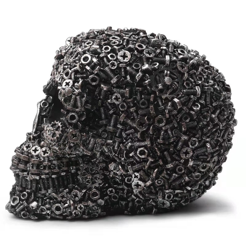 Resin Screw Gear Mechanical Style Skull Decorative Crafts Ornament Home Decor Statue Halloween Decoration Sculpture Skull Statue-Health Wisdom™