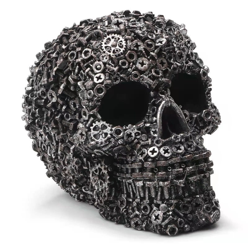 Resin Screw Gear Mechanical Style Skull Decorative Crafts Ornament Home Decor Statue Halloween Decoration Sculpture Skull Statue-Health Wisdom™