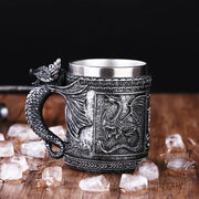 Retro Dragon Resin Stainless Steel Beer Mug Skull Knight Tankard Halloween Coffee Cup Creative Viking Tea Mug Pub Bar Decoration-Health Wisdom™