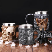Retro Dragon Resin Stainless Steel Beer Mug Skull Knight Tankard Halloween Coffee Cup Creative Viking Tea Mug Pub Bar Decoration-Health Wisdom™
