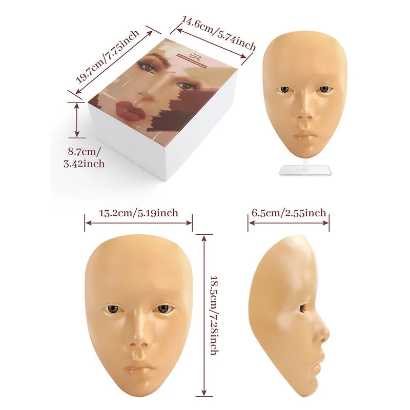 Reusable 5D Eyebrow Tattoo Practice Full Face Cosmetic Makeup Practice Mask Board Skin Eye Makeup Training Silicone Practice Pad-Health Wisdom™