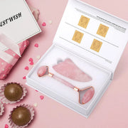 Rose Quartz Face Massager Jade Roller Gua Sha Scraper Set Facial Roller Natural Stone Massage Tool for Skin Care Face Lifting-Health Wisdom™
