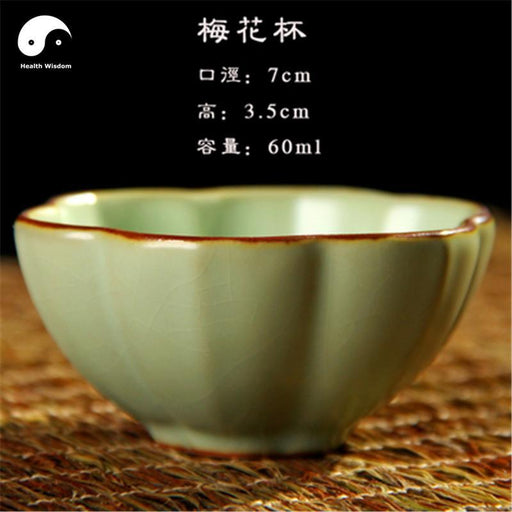 Ru Ceramic Tea Cups 2pcs, Plum Blossom Cup 60ml