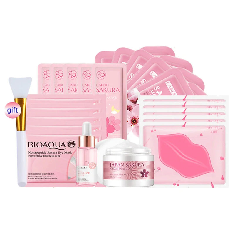 Sakura Skincare Set 24K Gold Facial Products Kit Moisturizing Mask Anti Wrinkles Cream Face Beauty Health Care Product for Women-Health Wisdom™