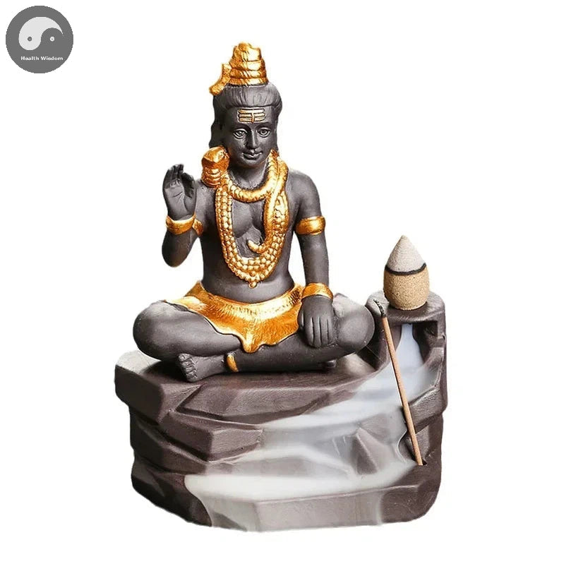 Shiva Buddha Ornaments For Home Decoration Backflow Incense Burner Handmade Purple Clay Incense Stick Holder -No Incense-Health Wisdom™