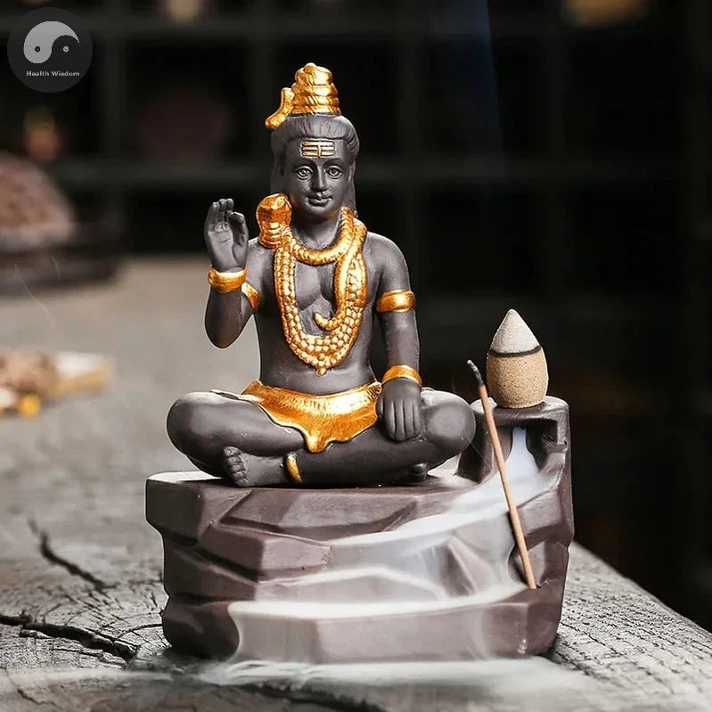 Shiva Buddha Ornaments For Home Decoration Backflow Incense Burner Handmade Purple Clay Incense Stick Holder -No Incense-Health Wisdom™