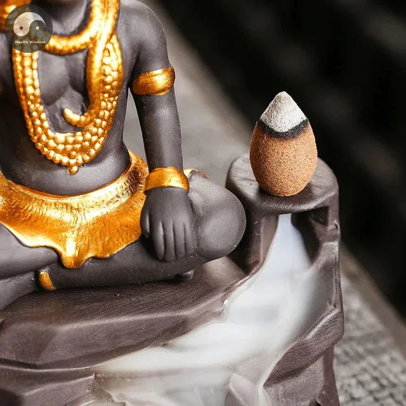 Shiva Buddha Ornaments For Home Decoration Backflow Incense Burner Handmade Purple Clay Incense Stick Holder -No Incense-Health Wisdom™