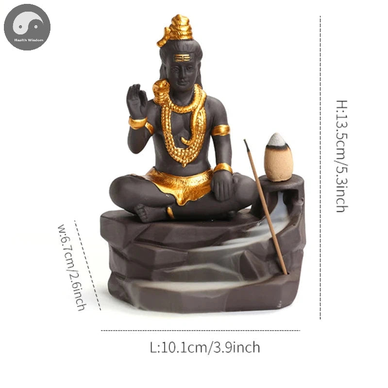 Shiva Buddha Ornaments For Home Decoration Backflow Incense Burner Handmade Purple Clay Incense Stick Holder -No Incense-Health Wisdom™