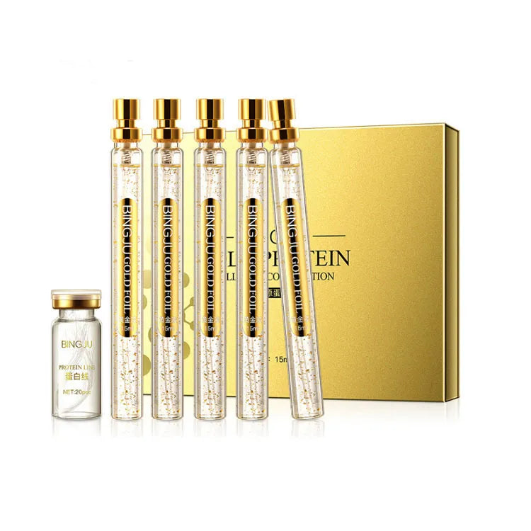 Silk Gold Protein Line Carving Anti Aging Essence Five-pieces Set Serum Firming Fade Fine Wrinkle Skin Care Set-Health Wisdom™