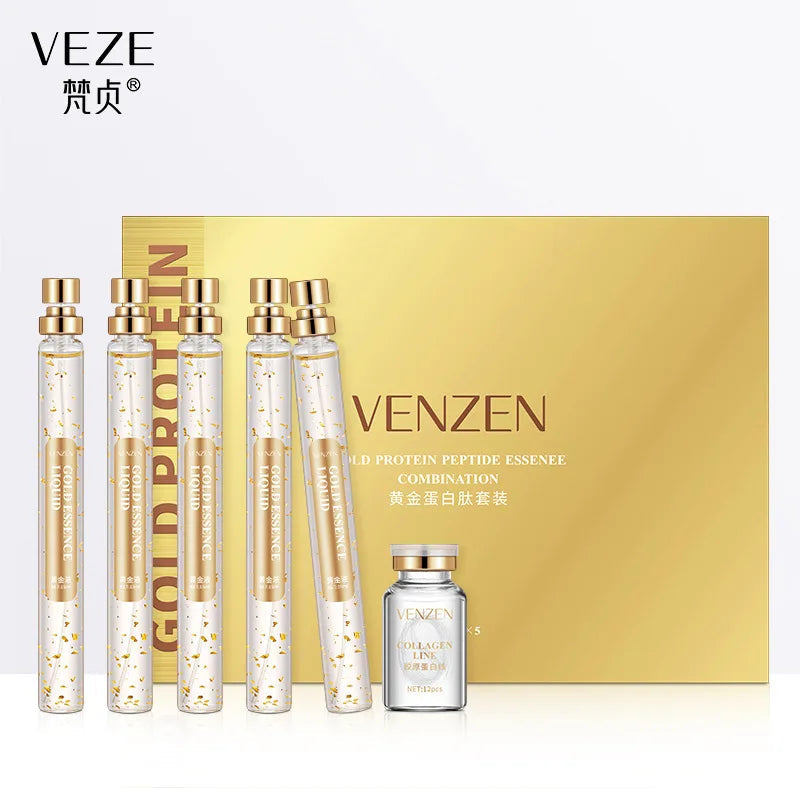 Silk Gold Protein Line Carving Anti Aging Essence Five-pieces Set Serum Firming Fade Fine Wrinkle Skin Care Set-Health Wisdom™