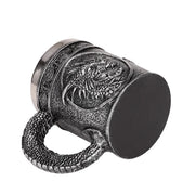 Silver Evil Dragon Resin Stainless Steel Beer Mug 450ml Retro Tankard Horrible Coffee Cup Viking Tea Mug Pub Bar Decor-Health Wisdom™