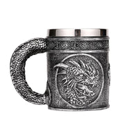 Silver Evil Dragon Resin Stainless Steel Beer Mug 450ml Retro Tankard Horrible Coffee Cup Viking Tea Mug Pub Bar Decor-Health Wisdom™