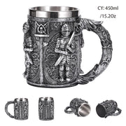 Silver Skull Dragon Resin Stainless Steel Beer Mug 450ml Coffee Cup Retro Tankard Creative Viking Tea Mug Pub Bar Decoration-Health Wisdom™