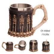 Silver Skull Dragon Resin Stainless Steel Beer Mug 450ml Coffee Cup Retro Tankard Creative Viking Tea Mug Pub Bar Decoration-Health Wisdom™
