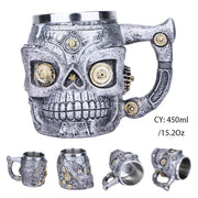 Silver Skull Dragon Resin Stainless Steel Beer Mug 450ml Coffee Cup Retro Tankard Creative Viking Tea Mug Pub Bar Decoration-Health Wisdom™