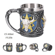 Silver Skull Dragon Resin Stainless Steel Beer Mug 450ml Coffee Cup Retro Tankard Creative Viking Tea Mug Pub Bar Decoration-Health Wisdom™