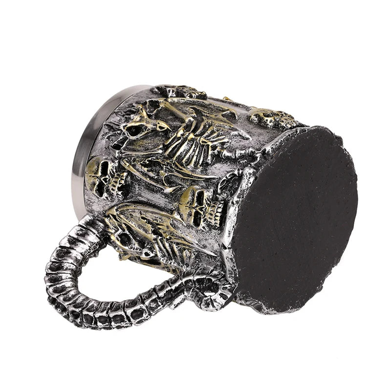 Silver Skull Dragon Resin Stainless Steel Beer Mug 450ml Coffee Cup Retro Tankard Creative Viking Tea Mug Pub Bar Decoration-Health Wisdom™