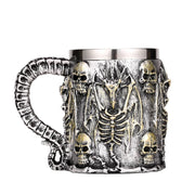 Silver Skull Dragon Resin Stainless Steel Beer Mug 450ml Coffee Cup Retro Tankard Creative Viking Tea Mug Pub Bar Decoration-Health Wisdom™