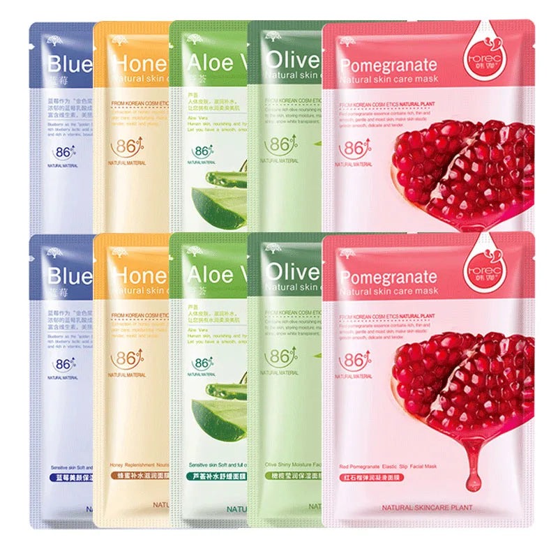 Skin Care Six Fruit Plant Facial Mask Moisturizing Oil-control Blueberry Cucumber Pomegranate Fruit Aloe Face Mask-Health Wisdom™