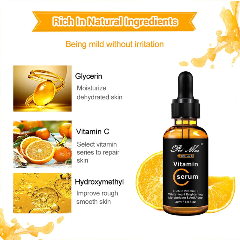 Skincare Products Vitamin C Facial Serum Brighten Skin Lighten Spots Hyaluronic Acid Face Essence Skin Care Products 30ml-Health Wisdom™
