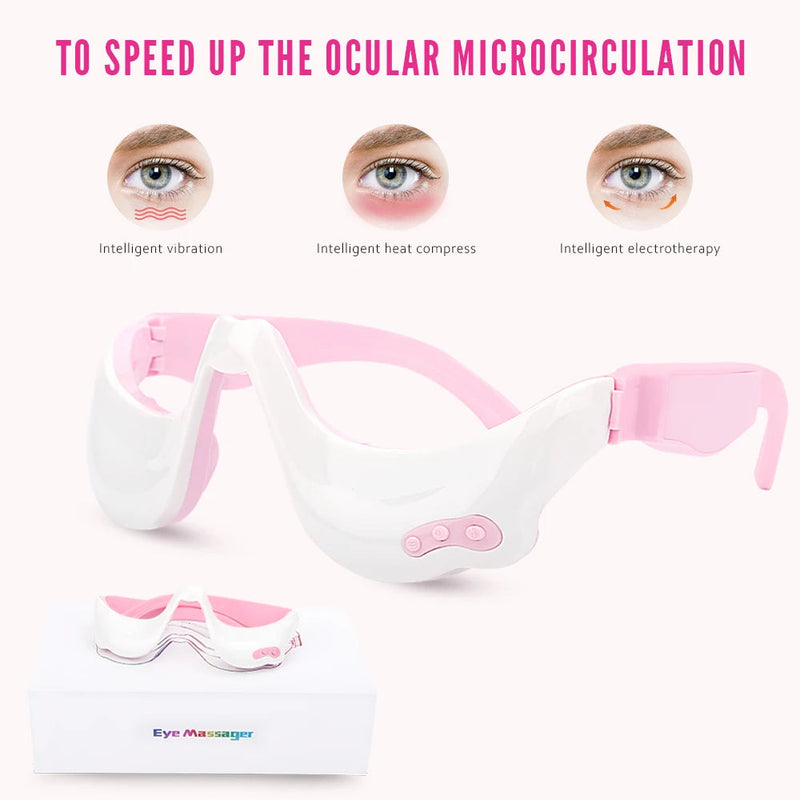 Smart 3D Eye Massager Hot Compress Electric Eyes Care Portable Vibration Eyes Massage Glasses Fatigue Anti Wrinkles Dark Circles-Health Wisdom™