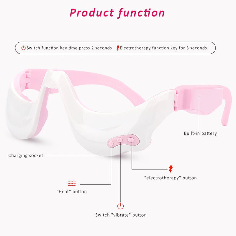 Smart 3D Eye Massager Hot Compress Electric Eyes Care Portable Vibration Eyes Massage Glasses Fatigue Anti Wrinkles Dark Circles-Health Wisdom™