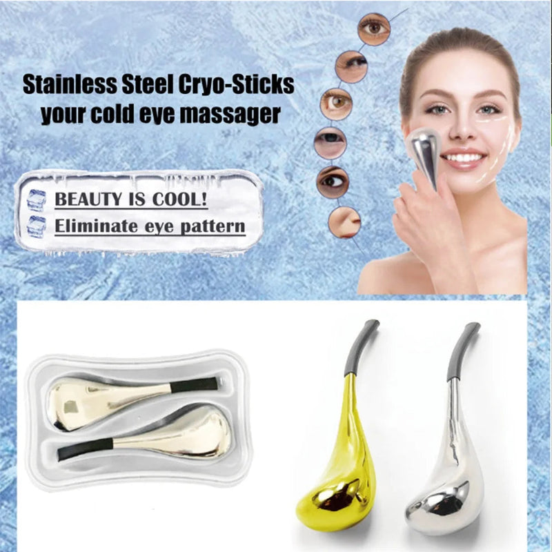 Stainless Cryo Stick Ice Globes Massage Facial Freeze Tools Eliminate Eye Pattern Spa Ball Cryo Roller Cooling Skin Summer Tool-Health Wisdom™