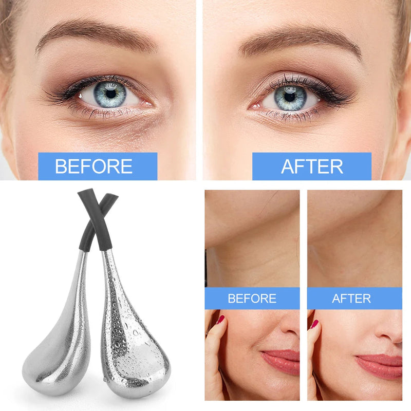 Stainless Cryo Stick Ice Globes Massage Facial Freeze Tools Eliminate Eye Pattern Spa Ball Cryo Roller Cooling Skin Summer Tool-Health Wisdom™