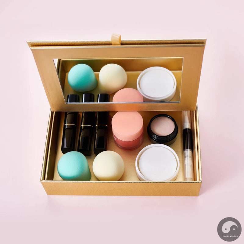 Storage Box Light Golden Cosmetics Box Laminated Paper Set for Women Makeup Accessories Tools Travel Beauty Boxes-Health Wisdom™