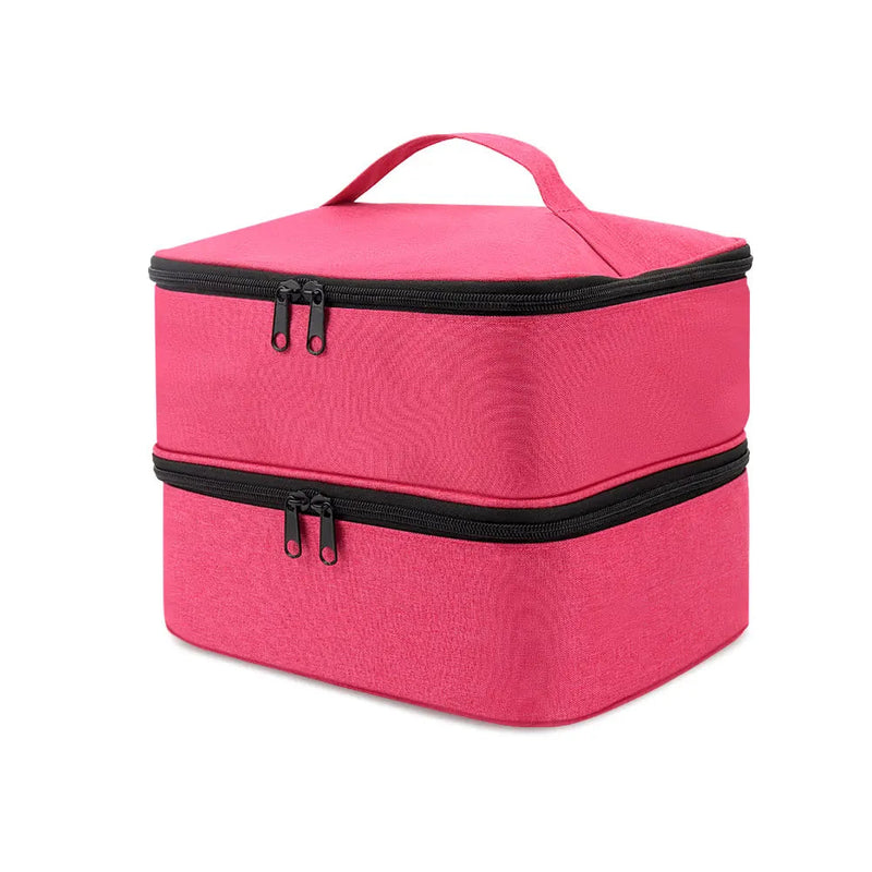 Storage Double-Layer Nail Tools Nail Polish Carrying Case Nail Organizers and and Dryer Case Holds 30 Various Size Bottles-Health Wisdom™