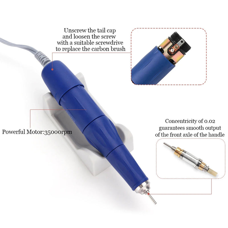 Strong 210 105L 65W 35000RPM Electric Nail Drill Machine 210 Model Handpiece Manicure Pedicure Nail File Bit Nail Art Equipment-Health Wisdom™
