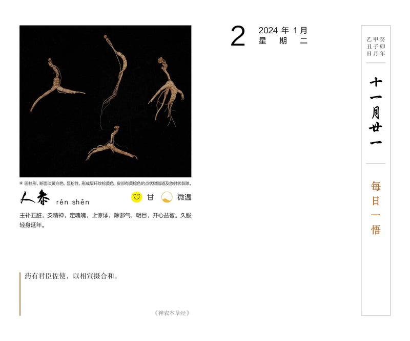 TCM Herbs Calendar 2024 Year Traditional Chinese Medicine Topic Calendar 366 Days Herb Wiki Books-Health Wisdom™