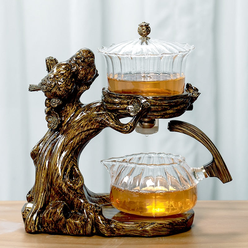 Tea Making Kungfu Teapot Teacup Automatic Tea Set Heat-resistant Glass Teapot Holder Base Tea infusers Tea Ware-Health Wisdom™