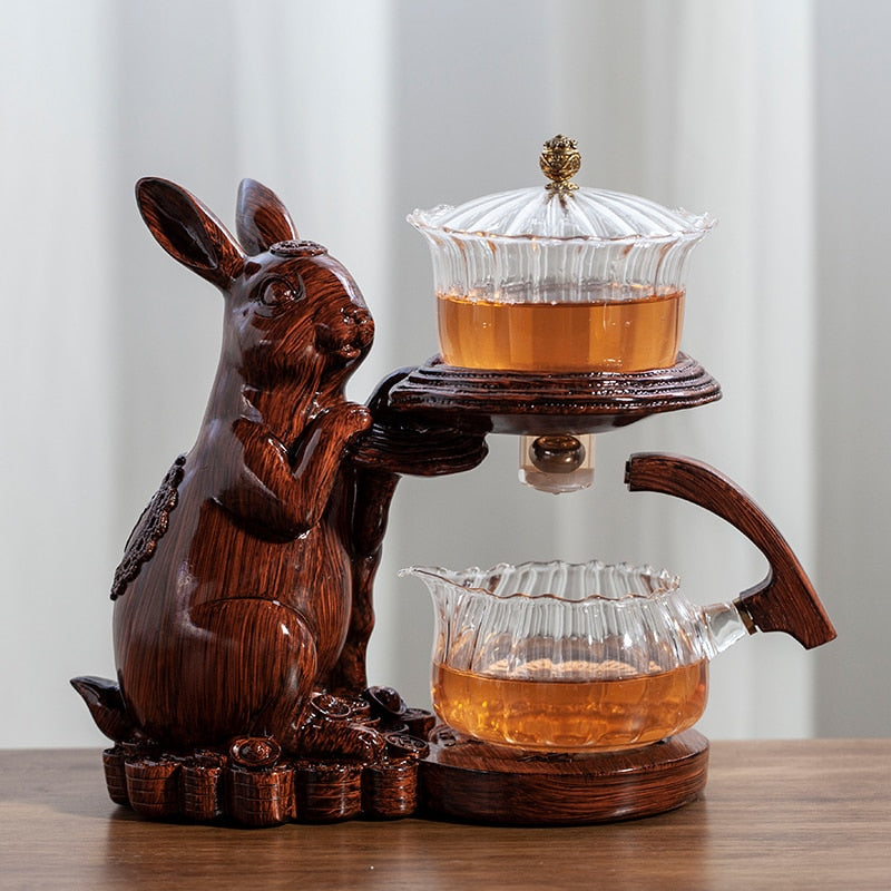 Tea Making Kungfu Teapot Teacup Automatic Tea Set Heat-resistant Glass Teapot Holder Base Tea infusers Tea Ware-Health Wisdom™