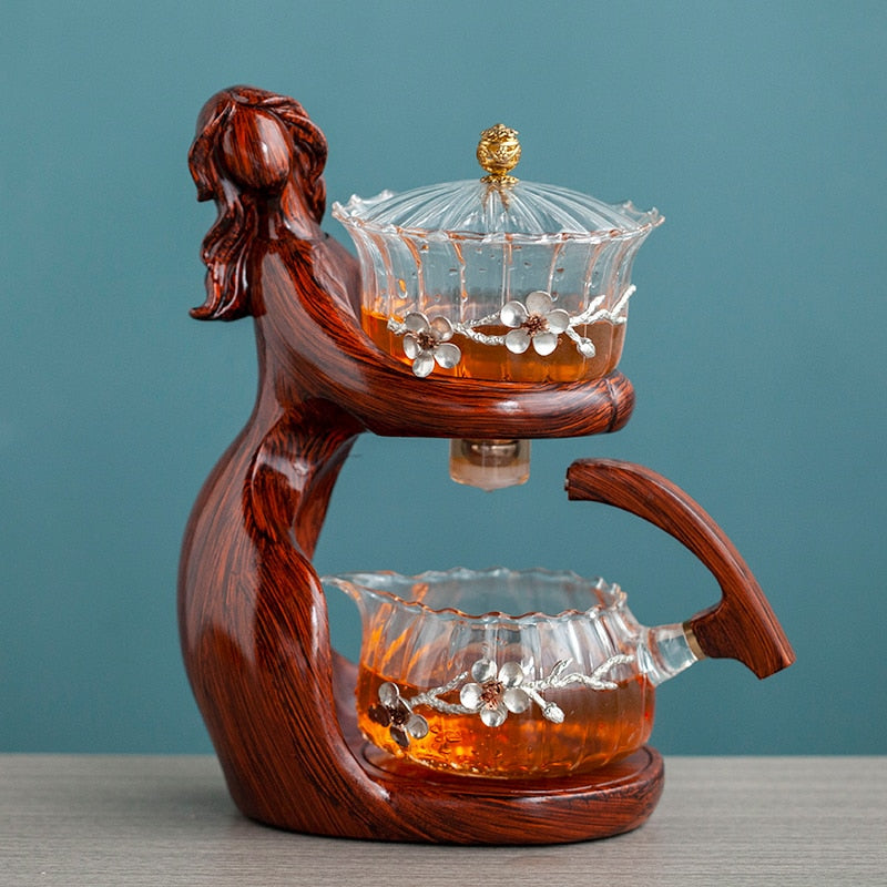 Tea Making Kungfu Teapot Teacup Automatic Tea Set Heat-resistant Glass Teapot Holder Base Tea infusers Tea Ware-Health Wisdom™