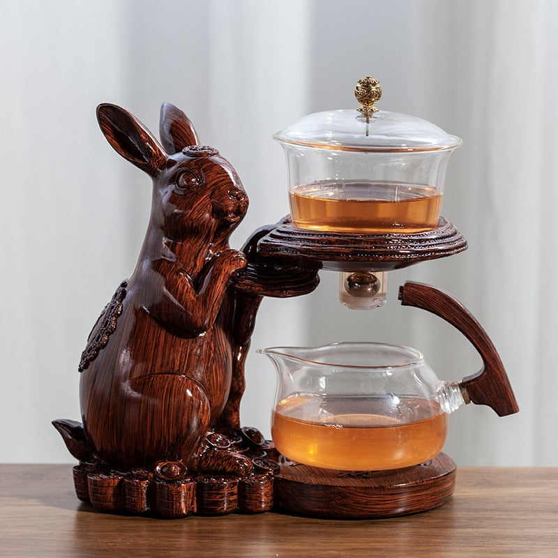 Tea Making Kungfu Teapot Teacup Automatic Tea Set Heat-resistant Glass Teapot Holder Base Tea infusers Tea Ware-Health Wisdom™